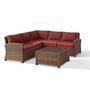 Bradenton 4-Piece Wicker Sectional Set with Two Loveseats, One Corner Chair and Glass Top Table