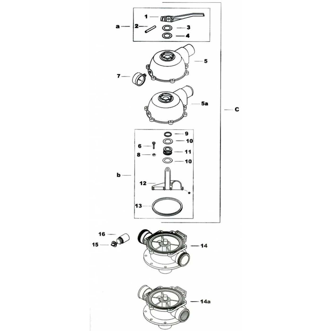 Jacuzzi Multiport Backwash Valve 5 & 6 Way Dial Valves Part List