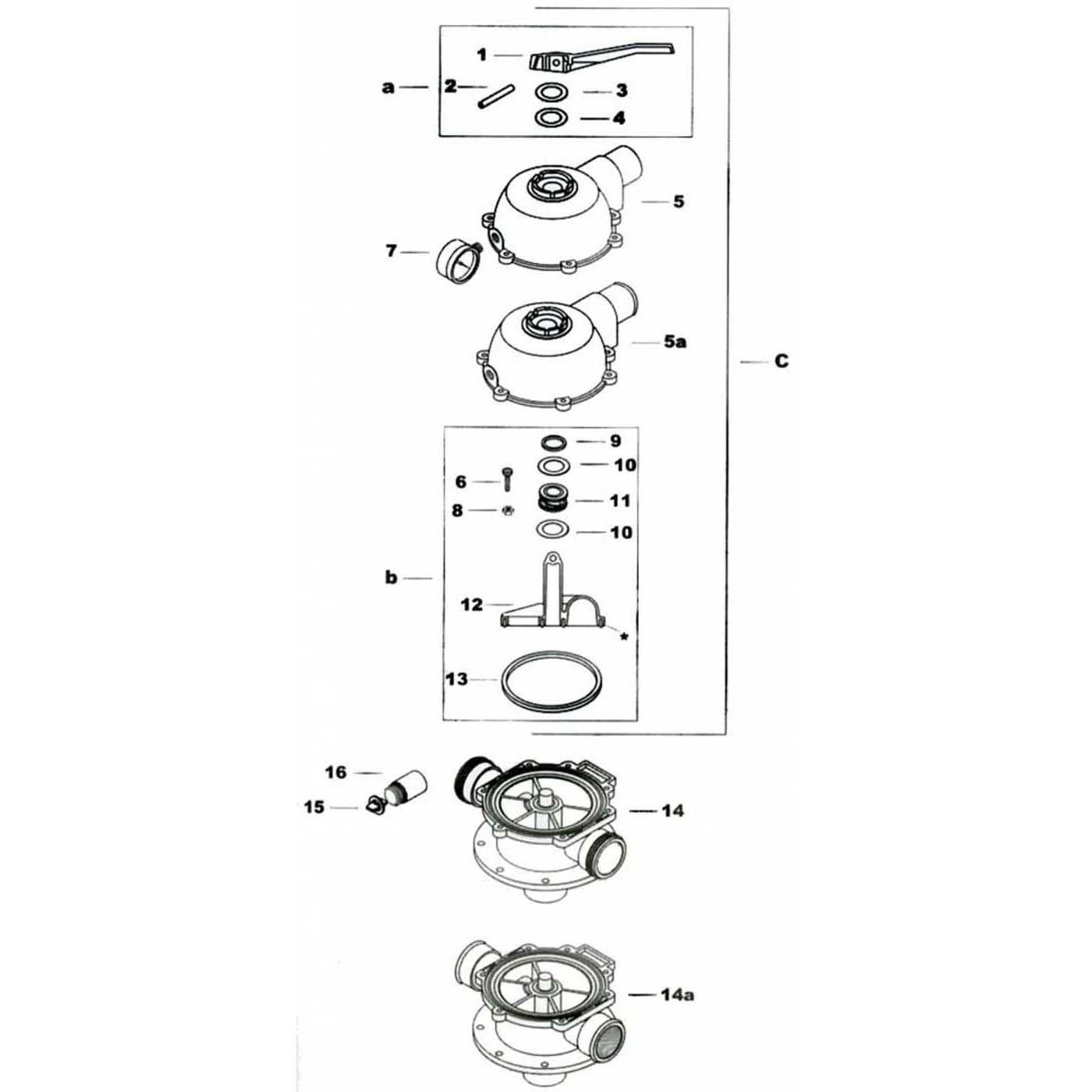 Jacuzzi Multiport Backwash Valve 5  6 Way Dial Valves Part List