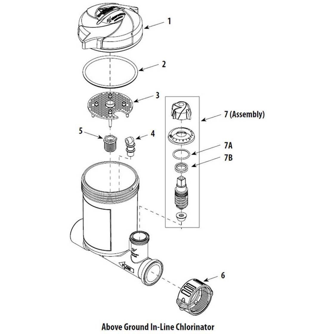 Waterway Above Ground In-Line Chlorinator Parts