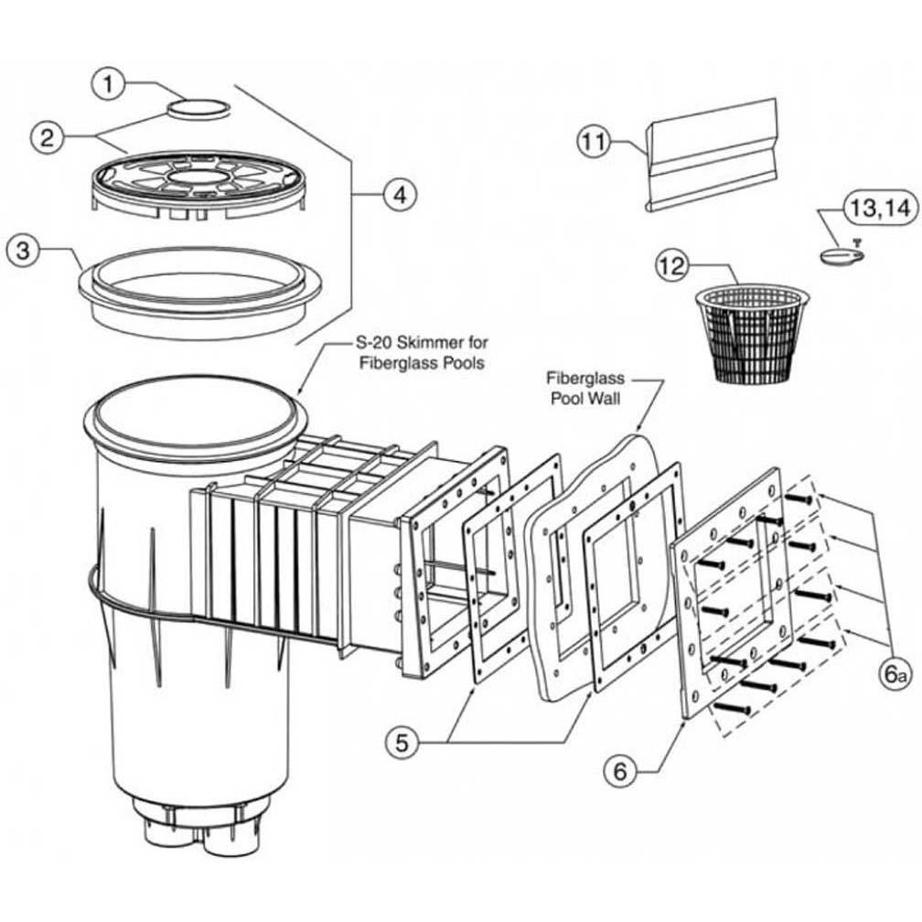 Pentair Admiral S-20 Pool Skimmer Parts