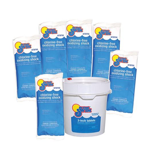 In The Swim  Sanitize  Shock Bundle  3 Inch Chlorine Tablets 10 lbs and Chlorine-Free Pool Shock 6 x 1 lb Bags