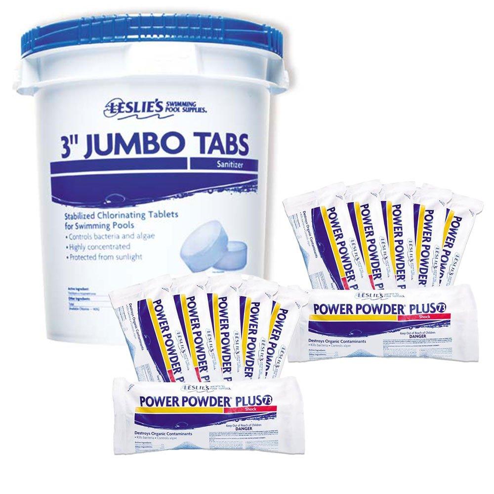 3 in. Jumbo Chlorine Tabs 35 lbs. Bucket and Power Powder Plus 73