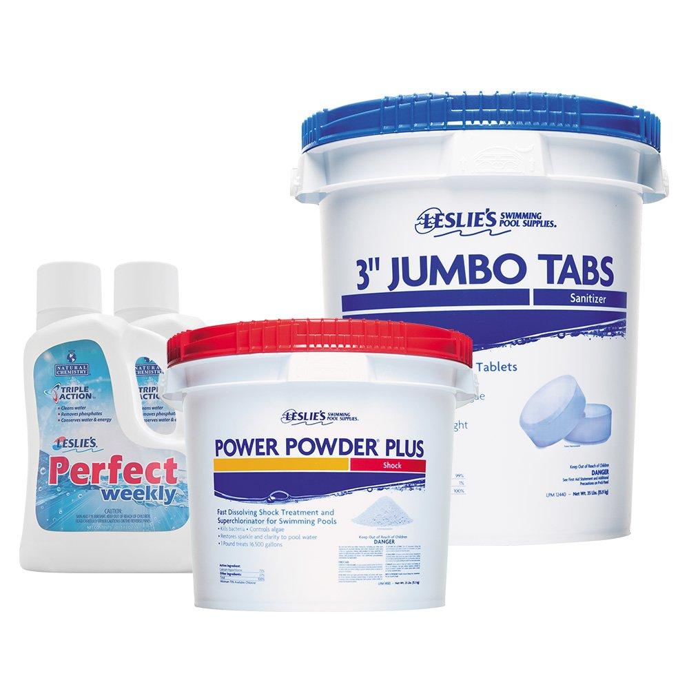 Leslie's Supreme Tab Bundle 3 in. Jumbo Chlorine Tabs 35 lbs Bucket and Power Powder Plus Pool