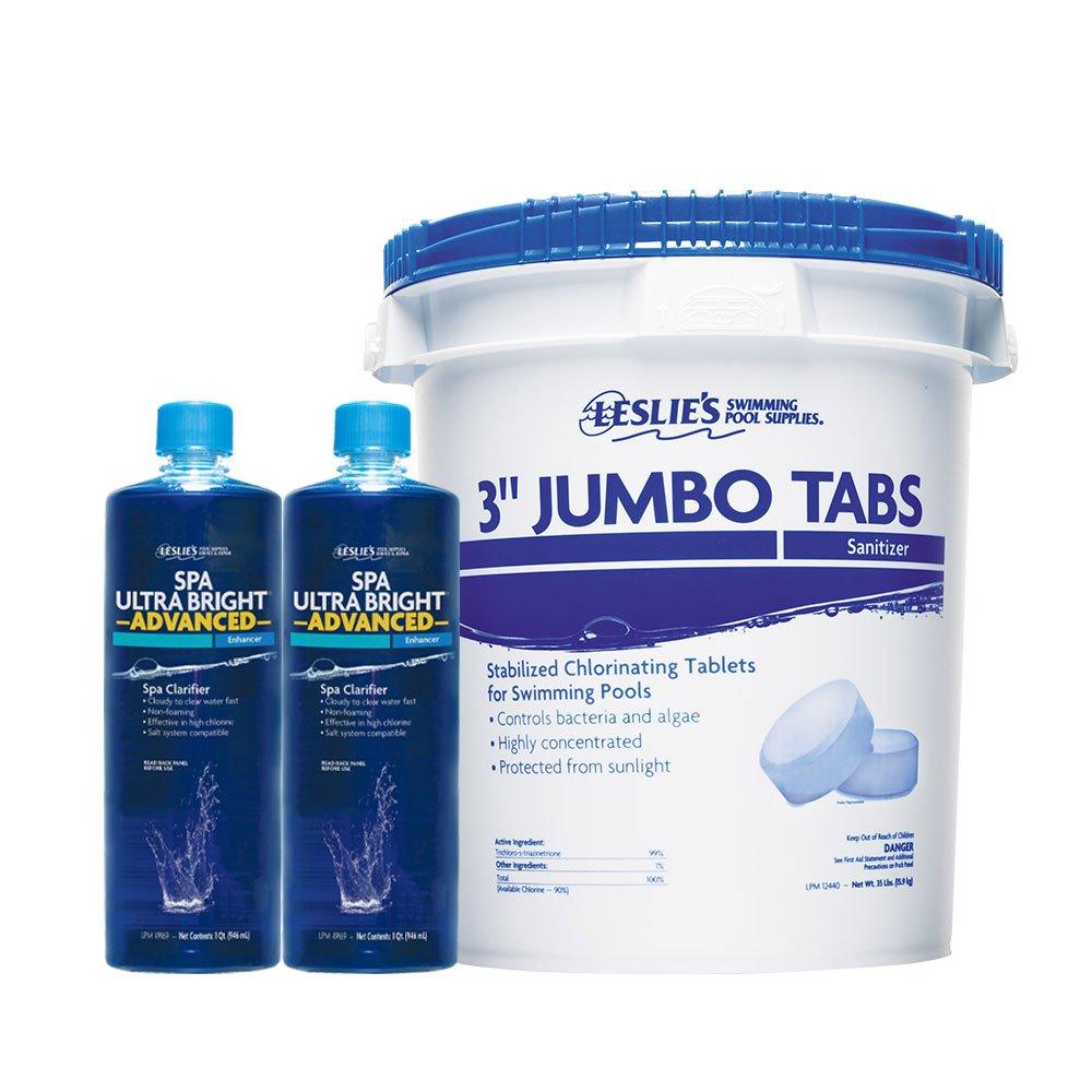 Leslie's 3 in. Jumbo Chlorine Tabs 35 lbs Bucket and 2 x Ultra Bright