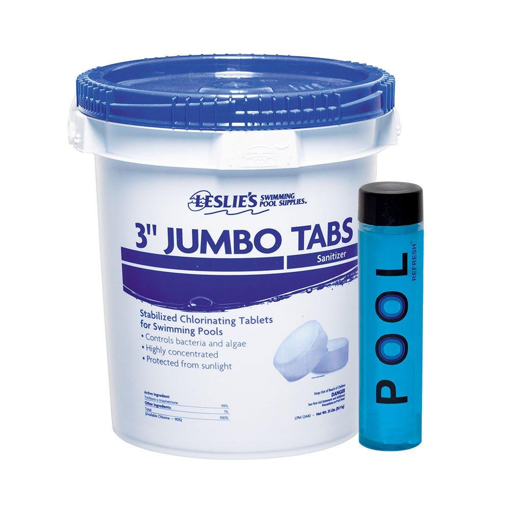 Leslie's 3 in. Jumbo Chlorine Tabs 35 lbs Bucket and Pool Refresh Pool