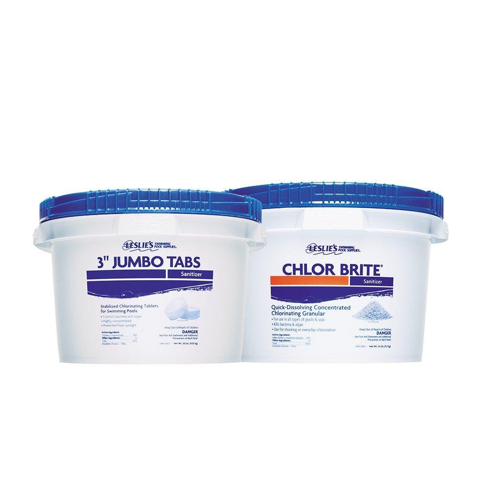 Leslie's 3 in. Jumbo Chlorine Tabs 20 lbs Bucket and Chlor Brite