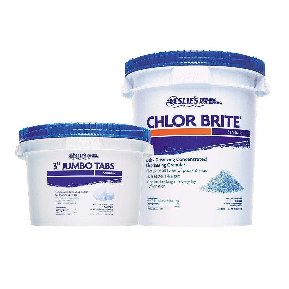 Leslie's 3 in. Jumbo Chlorine Tabs 20 lbs Bucket and Chlor Brite