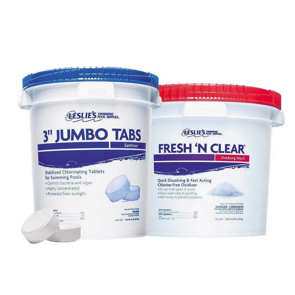 Leslie's 3 in. Jumbo Chlorine Tabs 35 lbs Bucket and Fresh 'N Clear Non