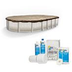 Polar Protector 20-Year 16 x 32 Oval Winter Pool Cover with Pool Closing Kit up to 15,000 Gallons Bundle