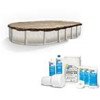 Polar Protector 20-Year 21 x 41 Oval Winter Pool Cover with Pool Closing Kit up to 35,000 Gallons Bundle