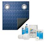 Blue 8-Year 16 x 32 Rectangle Winter Pool Cover with Pool Closing Kit up to 15,000 Gallons Bundle