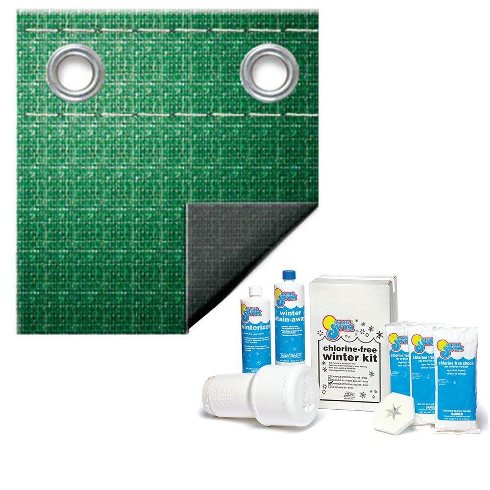 Polar Plus 12-Year 18' x 36' Rectangle Winter Pool Cover with Pool Closing Kit up to 35,000 Gallons Bundle