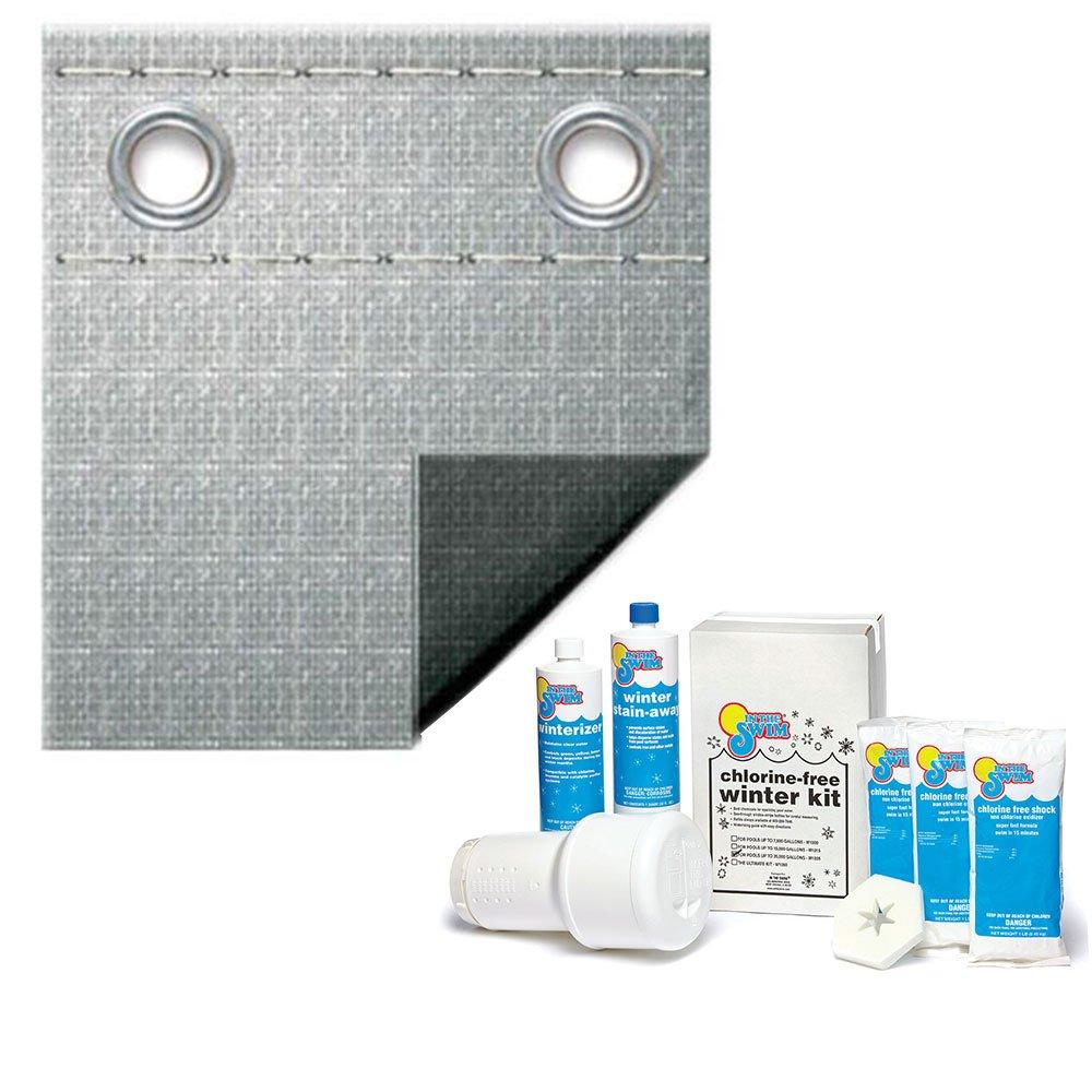 Super Polar Plus 16-Year 25' x 45' Rectangle Winter Pool Cover with Pool Closing Kit up to 35,000 Gallons Bundle