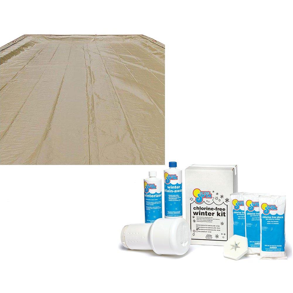 Polar Protector 20-Year 25 x 45 Rectangle Winter Pool Cover with Pool Closing Kit up to 35,000 Gallons Bundle