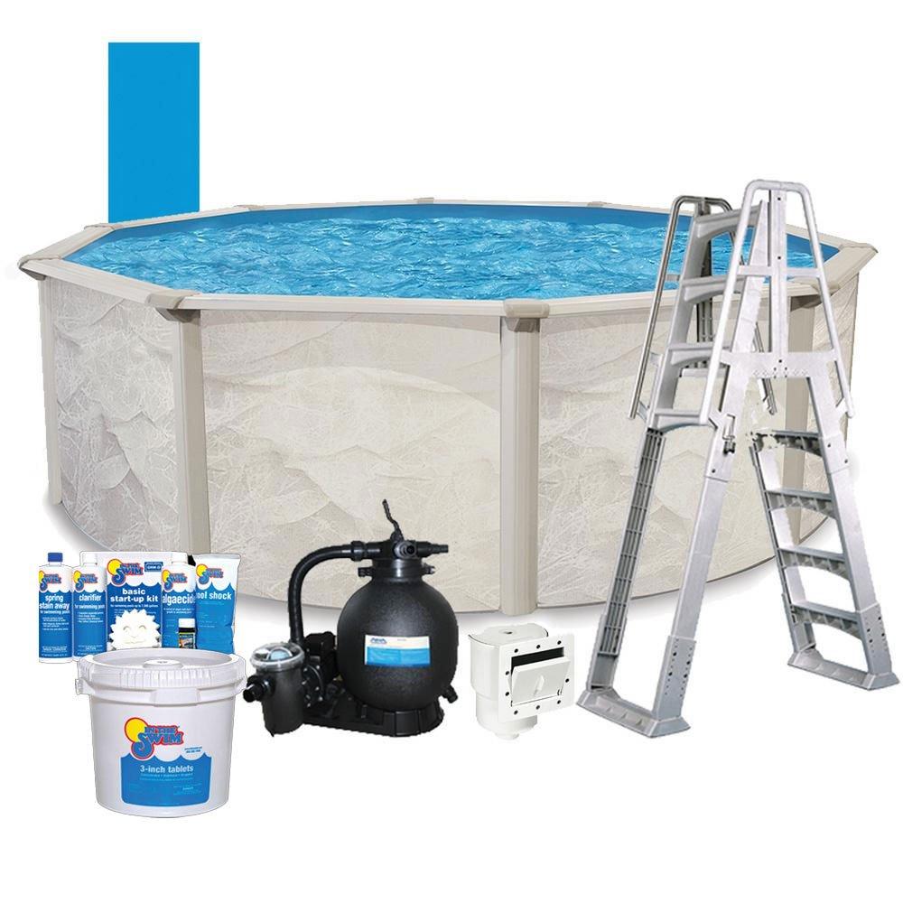 Weekender 15' X 48" Round Above Ground Pool Package and Start-Up Chemical Value Bundle