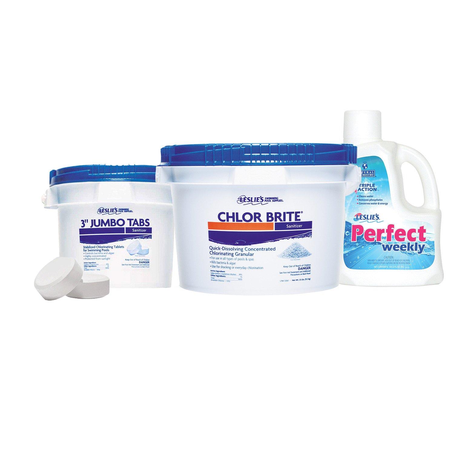 Leslie's 3 in Jumbo Chlorine Tabs 10 lbs Bucket and Chlor Brite