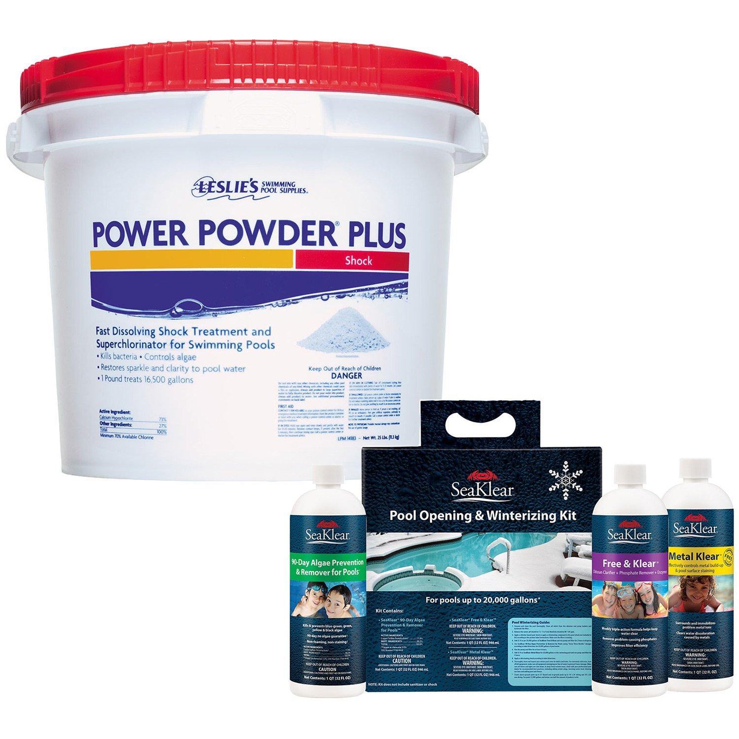 Leslie's  Power Powder Plus Pool Shock 25 lbs with FREE SeaKlear Pool Opening  Winterizing Kit