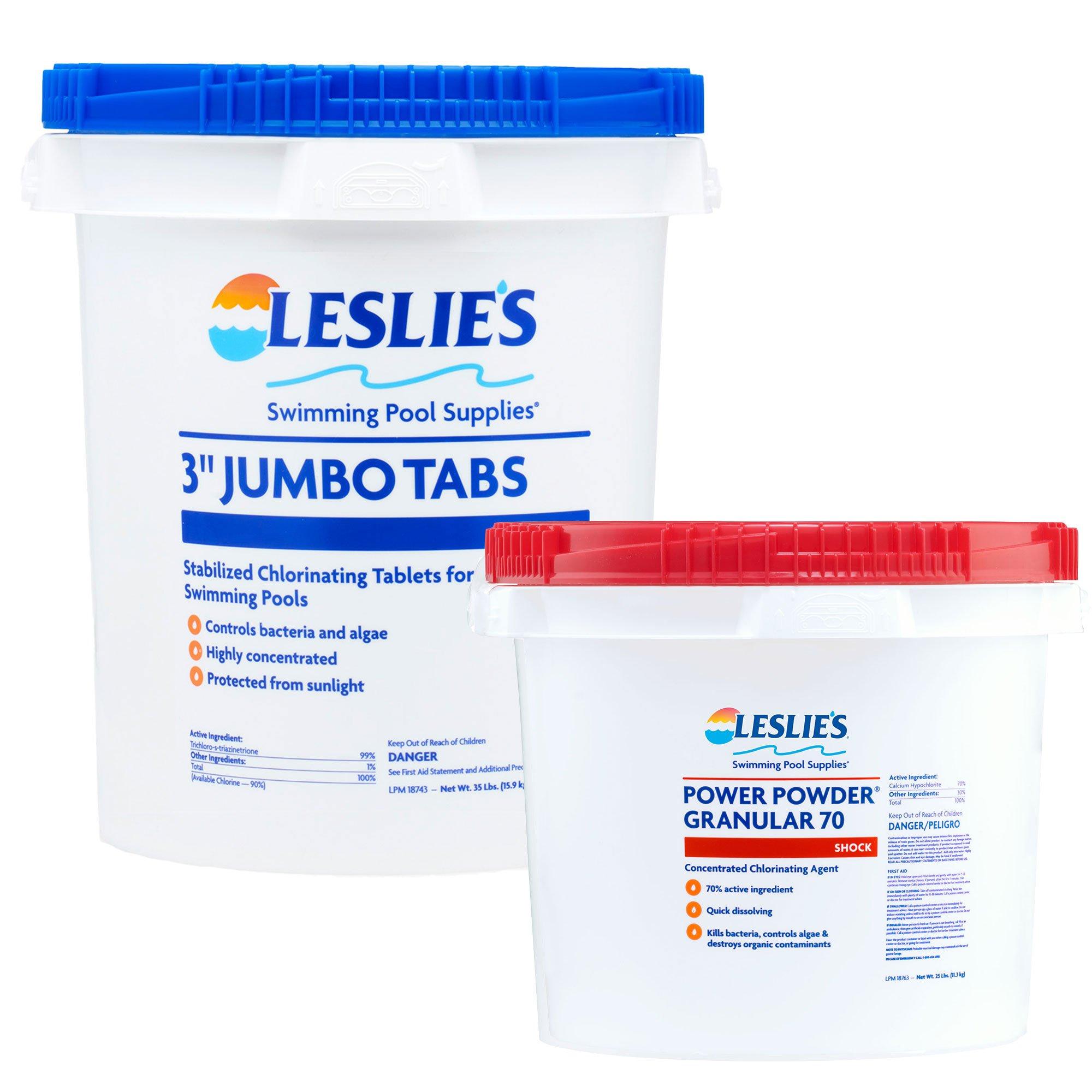 Leslie's  3 Chlorine Tabs 35 lb  Power Powder Granular 70 Shock 25 lb Bundle