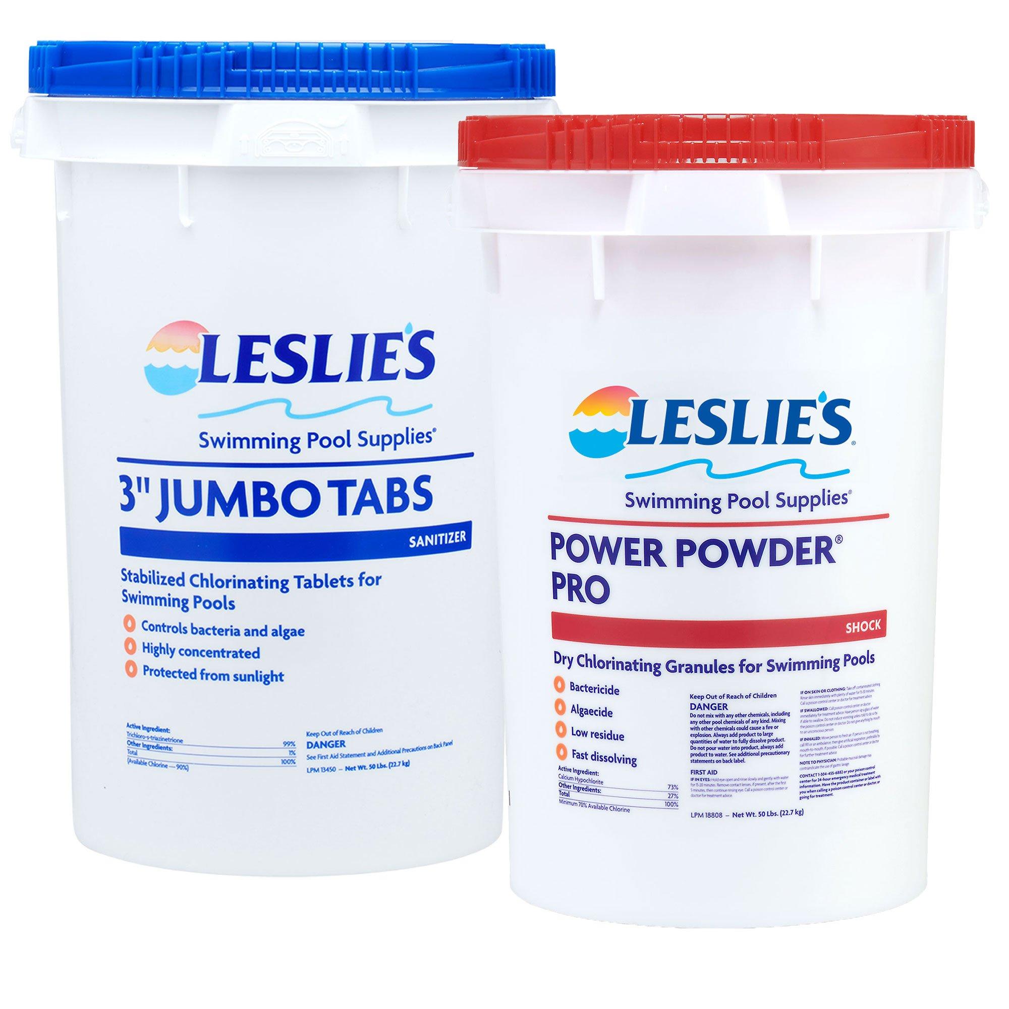 Leslie's  3 Chlorine Tabs 50 lb  Power Powder Pro Shock 50 lb Bundle