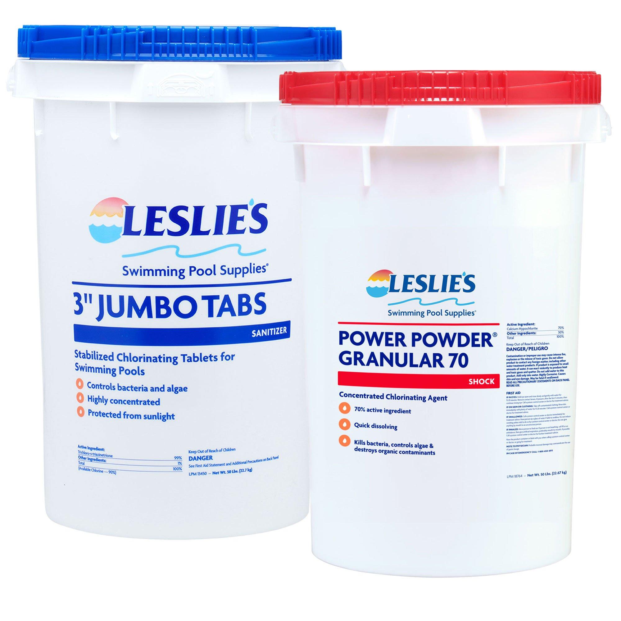 Leslie's  3 Chlorine Tabs 50 lb  Power Powder Granular 70 Shock 50 lb Bundle