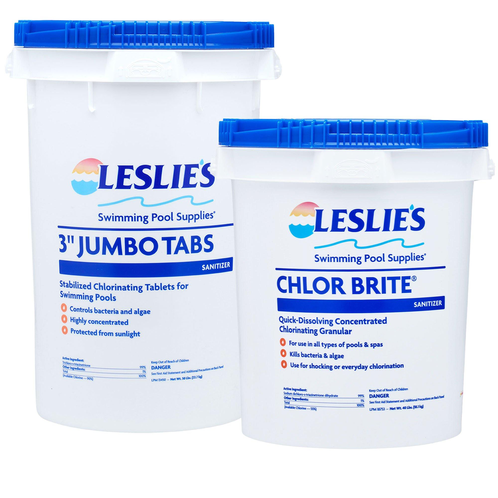 Leslie's  3 Chlorine Tabs 50 lb  Chlor Brite Shock 40 lb Bundle