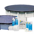 24'Round Economy Above Ground Winter Pool Cover 8-Year with Leaf Net and Chemical Closing Kit Bundle