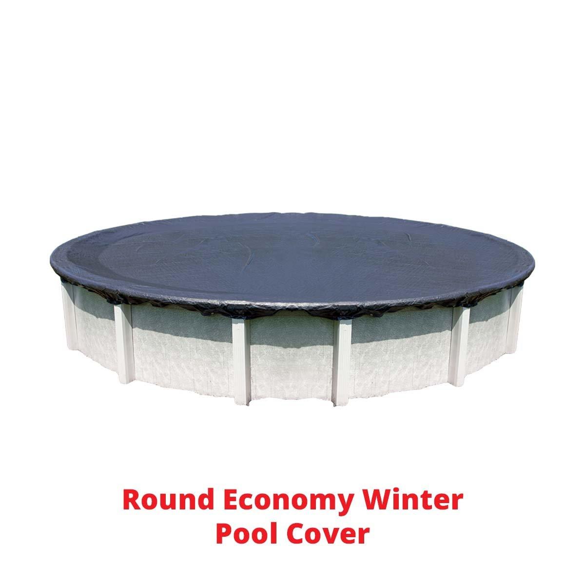 24' Round Economy Above Ground Winter Pool Cover 8-Year with Leaf Net and Chemical Closing Kit Bundle
