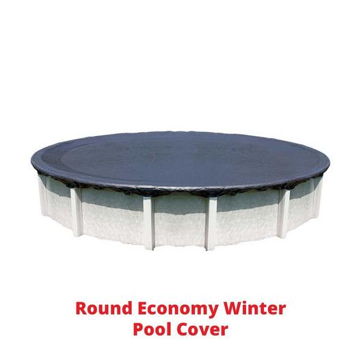 24 Round Economy Above Ground Winter Pool Cover 8-Year with Leaf Net and Chemical Closing Kit Bundle
