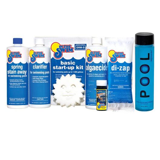 Basic Pool Start-Up Chemical Kit Up to 7,500 Gallons with Pool Refresh Bundle