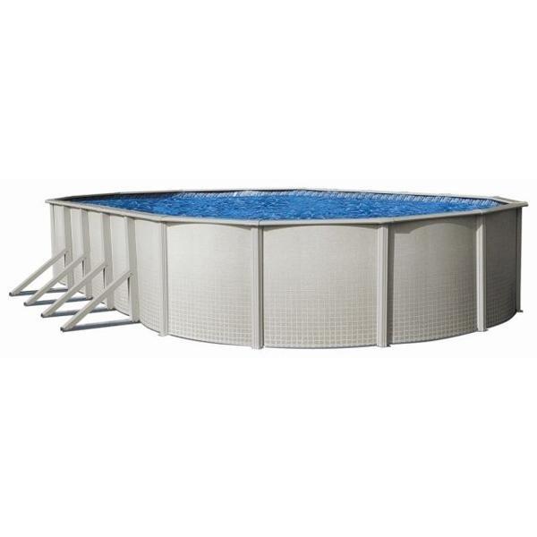12 x 24 Oval Above Ground Pool with 48 Wall All Swirl Liner Pump/Filter Combo A-Frame Ladder Coving Kit and Liner Pad