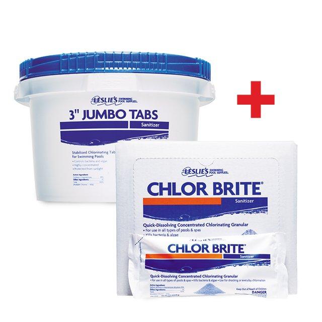20 lb Jumbo Tabs Chlorine Bucket & Chlor Brite Shock Bundle