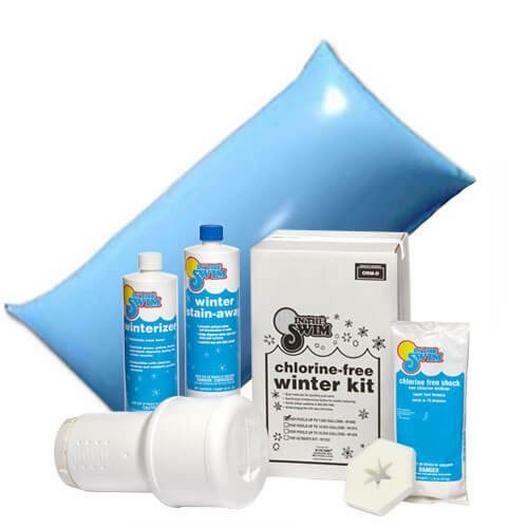 Bundle Small Pool Winterizing and Closing Chemical Kit for Pools up to 7,500 Gallons and 4 x 8 ft Air Pillow