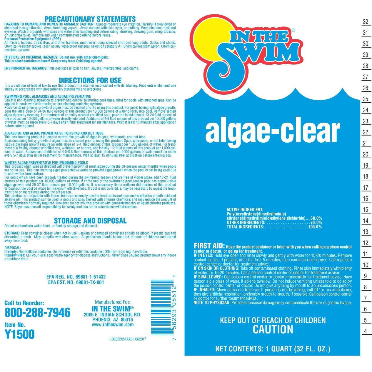 In The Swim  Algae-Clear Algaecide  Clarifier 1 qt.