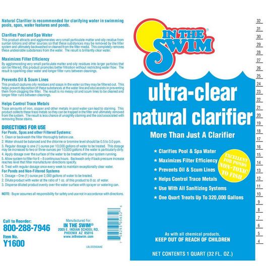 In The Swim  Ultra-Clear 4-in-1 Natural Clarifier 1 Quart