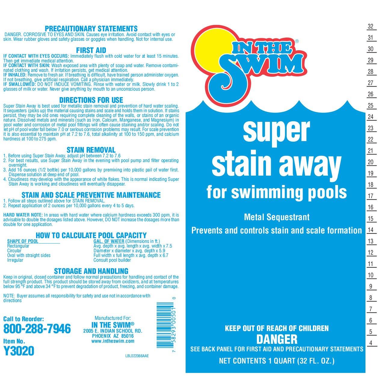 In The Swim  Super Stain Away for Swimming Pools 1 qt.