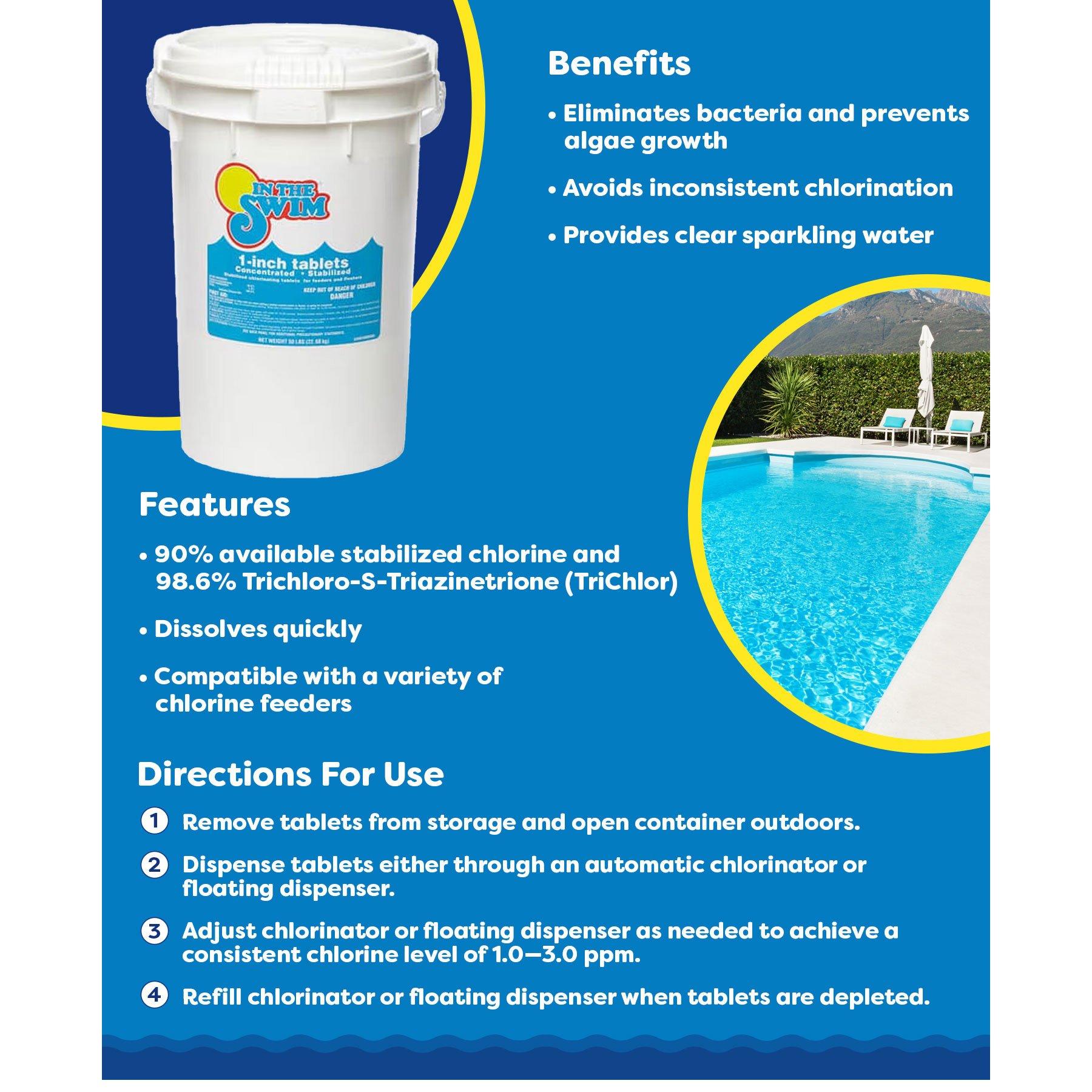 In The Swim 3 Inch Stabilized Chlorine Tablets for Sanitizing Swimming  Pools 