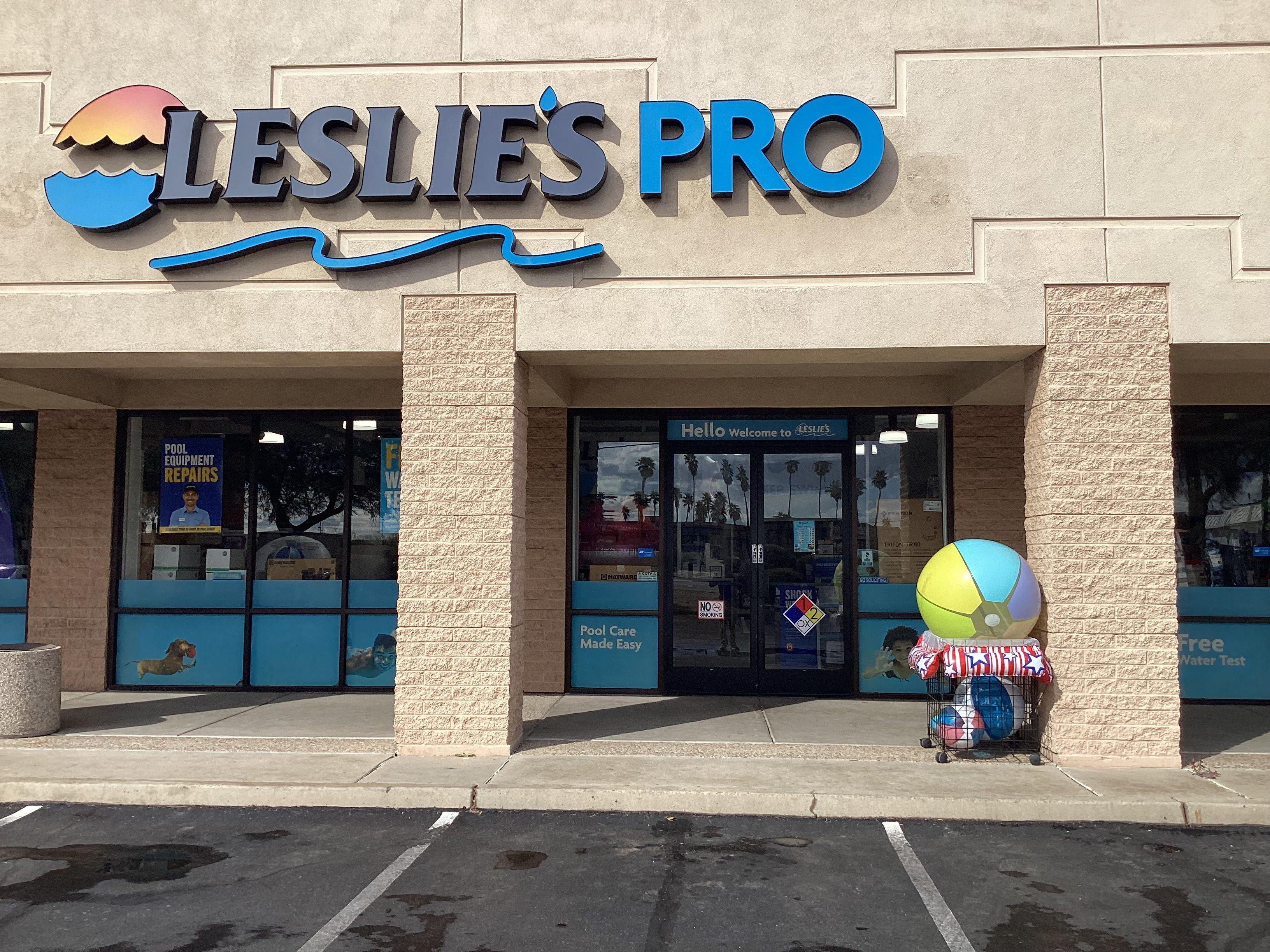 an image of a Leslie's storefront