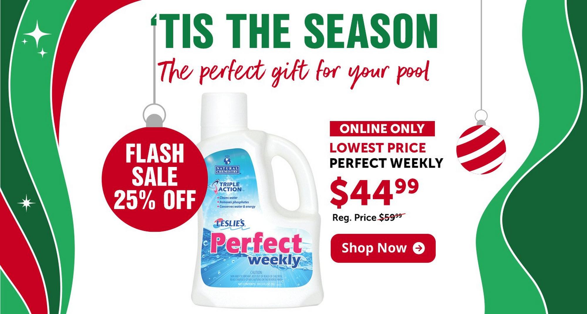 An image advertising a 25 percent off flash sale on Perfect Weekly.