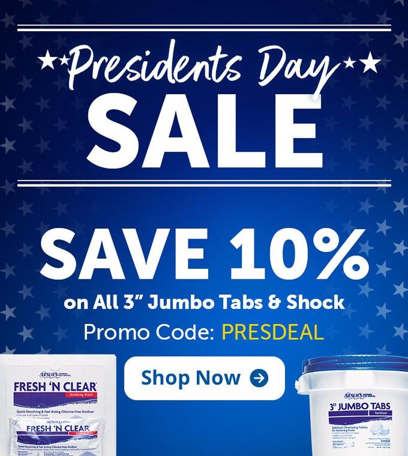An image advertising 10 percent off All Tabs and Shock With Promo Code PRESDEAL