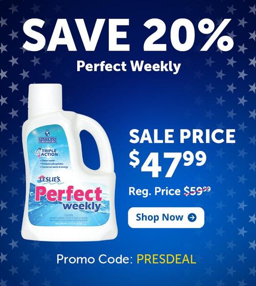 An image advertising 20 percent Off Perfect Weekly With Promo Code PRESDEAL