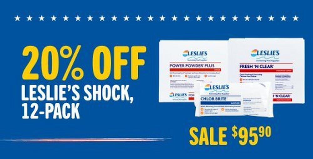 20 percent off 12-pack leslies shock