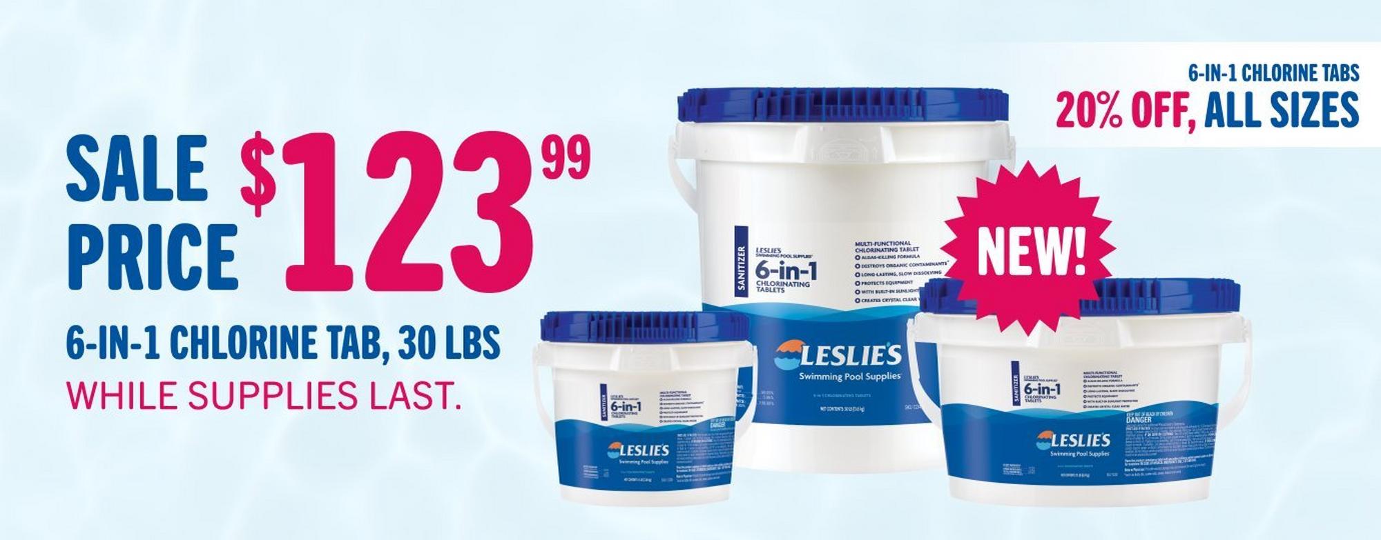 20% off 6-in-1 chlorine tabs