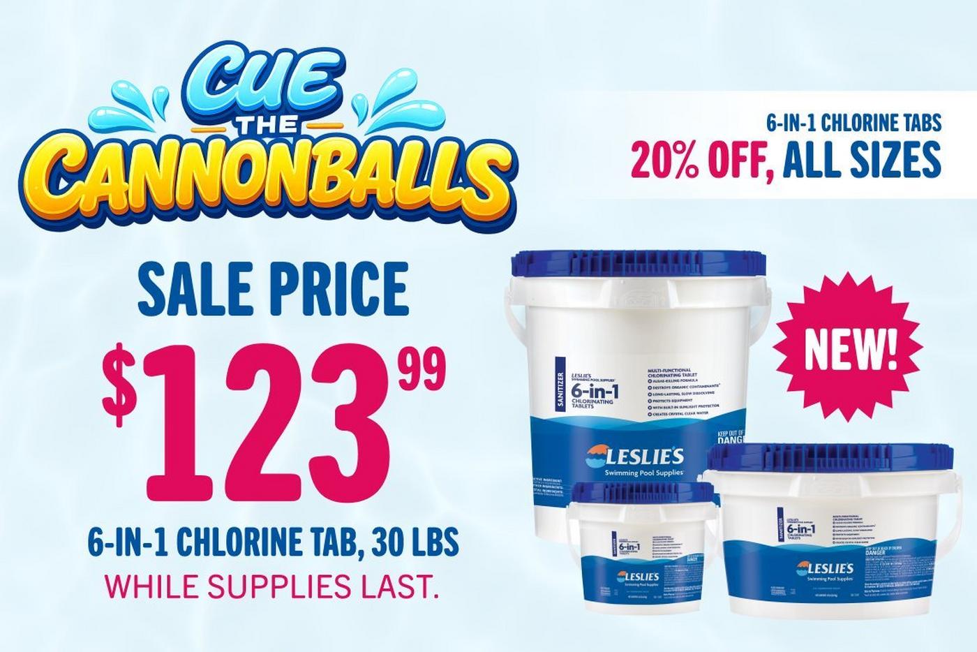 20% off 6-in-1 chlorine tabs