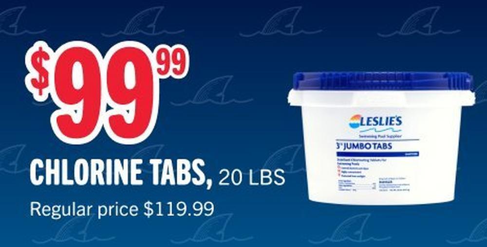 $99.99, chlorine tabs, 20 lbs