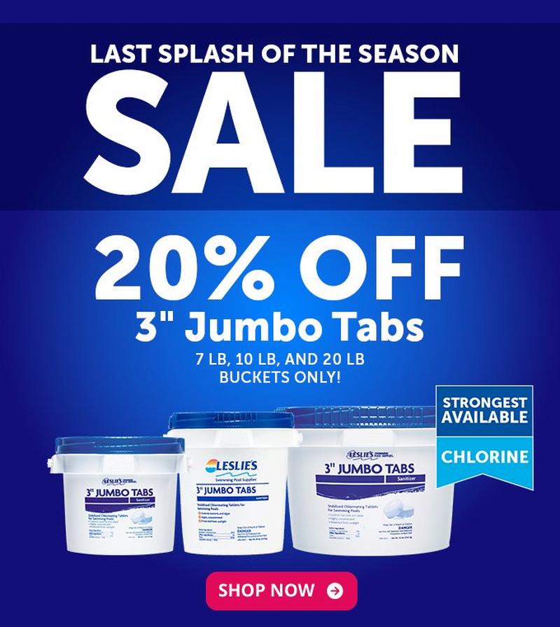 20% Off 3 inch Jumbo Tabs