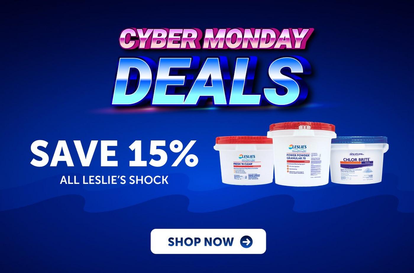 An image advertising Save 15% on All Leslies Shock