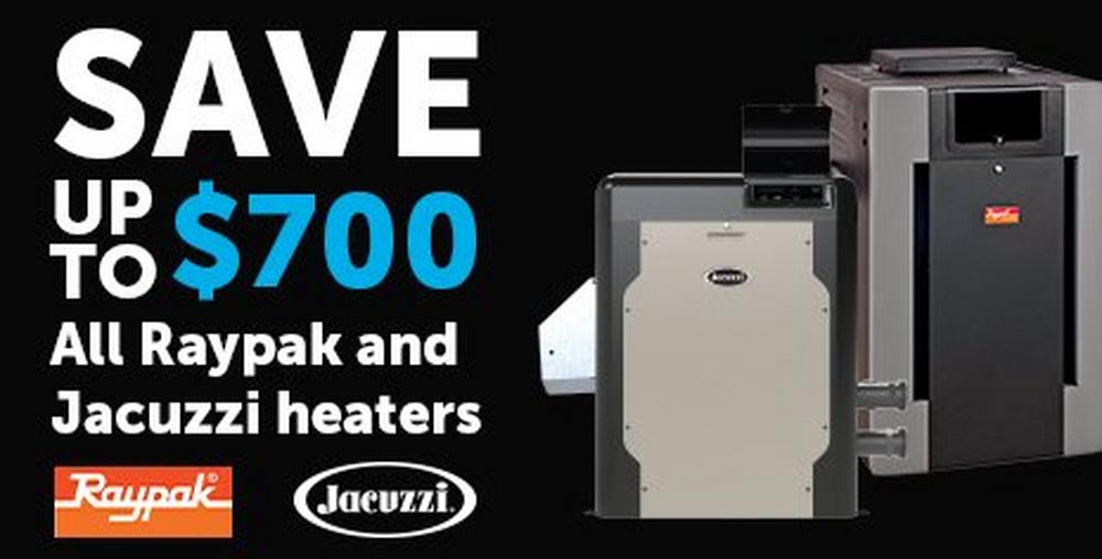 Save up to $700 on Raypak and Jacuzzi heaters