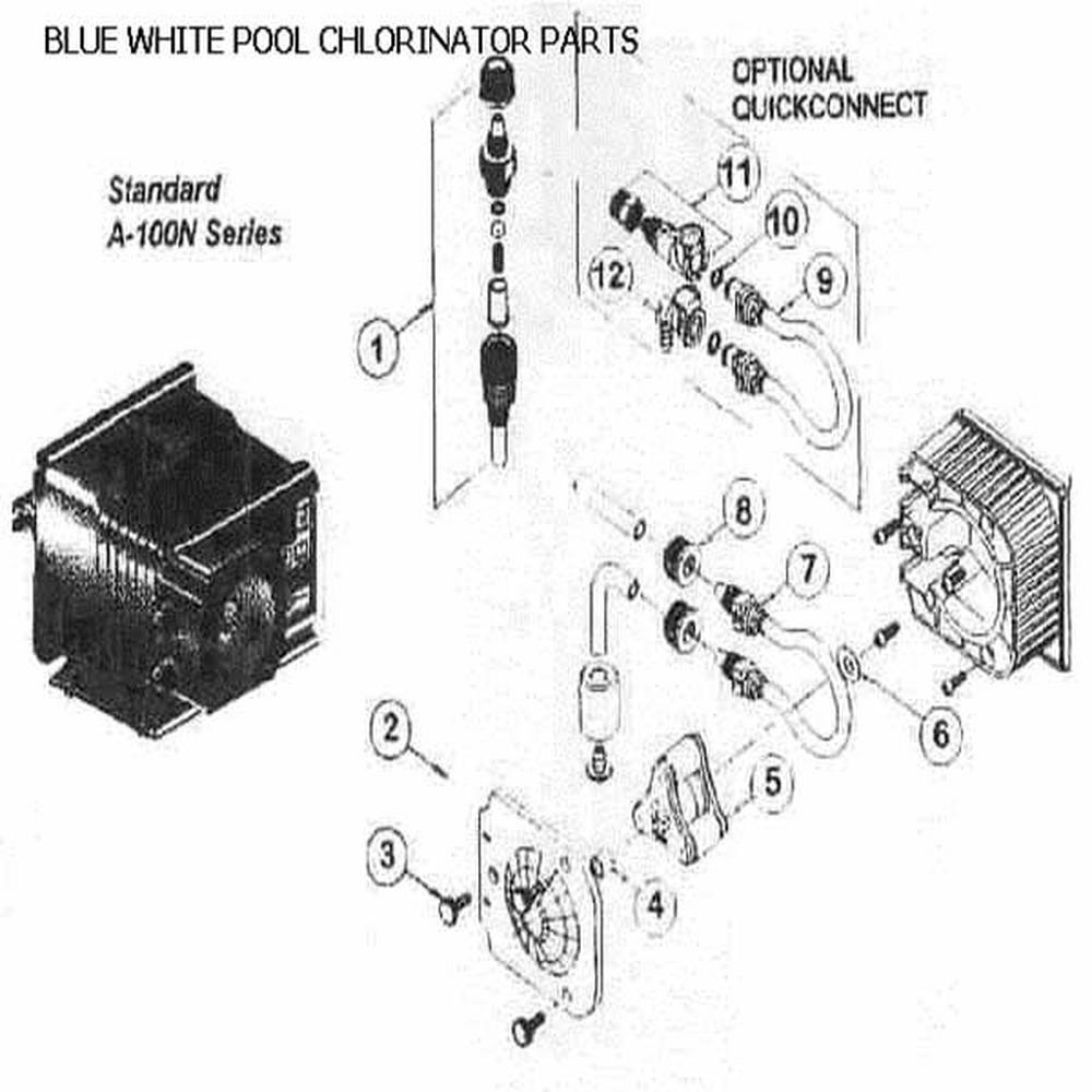 Blue-White Flexflo A-100N Series Model A1N10A-7T Pool Chlorinator Parts