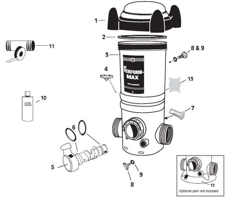 Sani-King Perform-Max 920 Pool Chlorine Feeder Parts